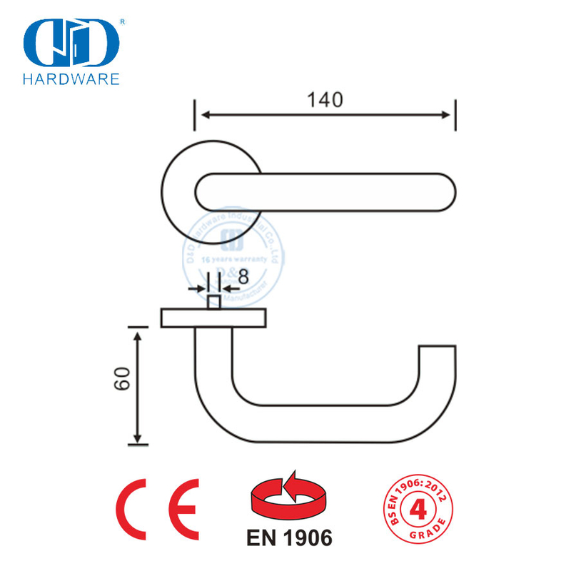 Stainless Steel Bs En Lever Handle For Wooden Door Ddth Pvd