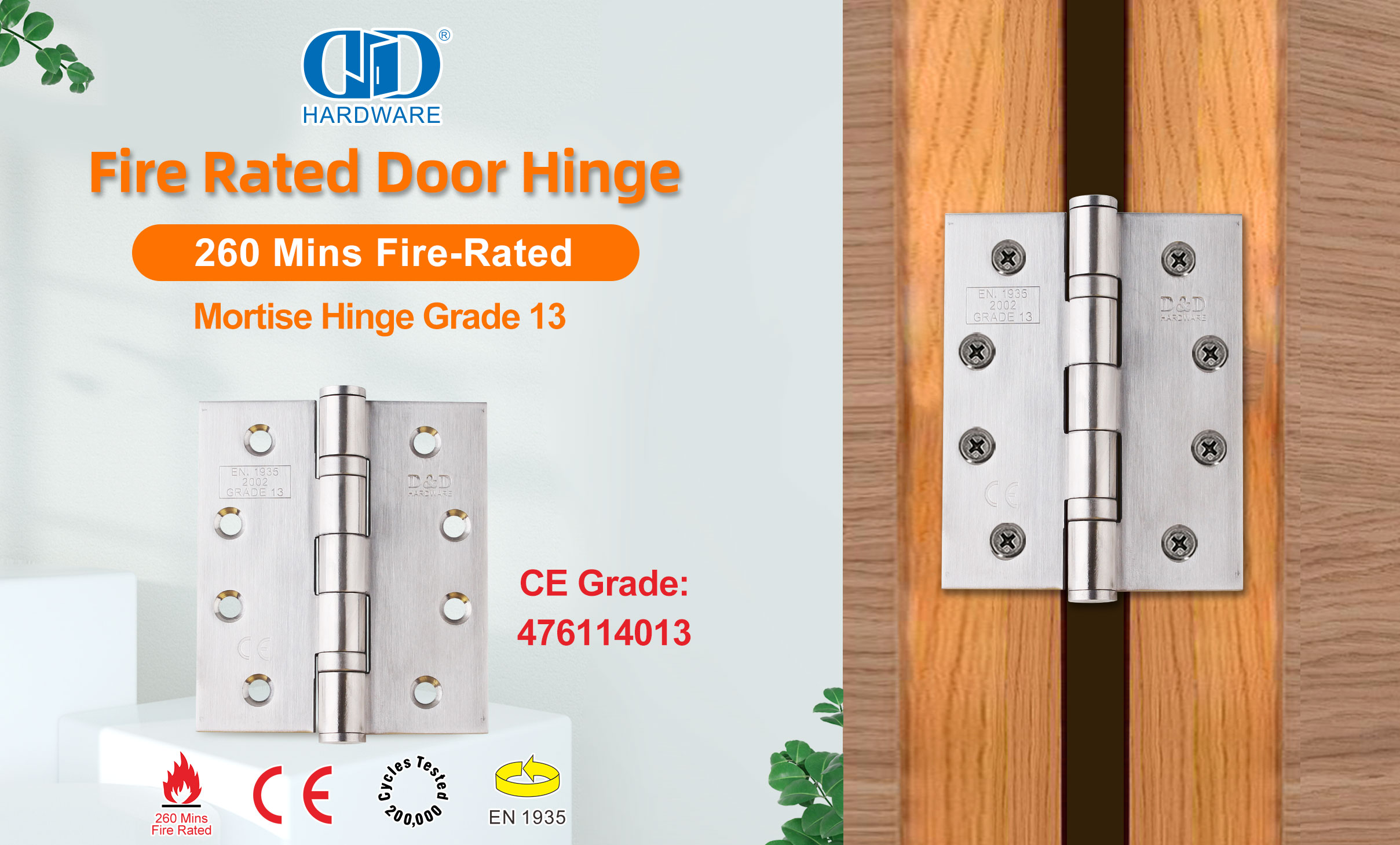 CE BS EN1935 Mortise EN1634 Firepfoof Interior Door Hinge