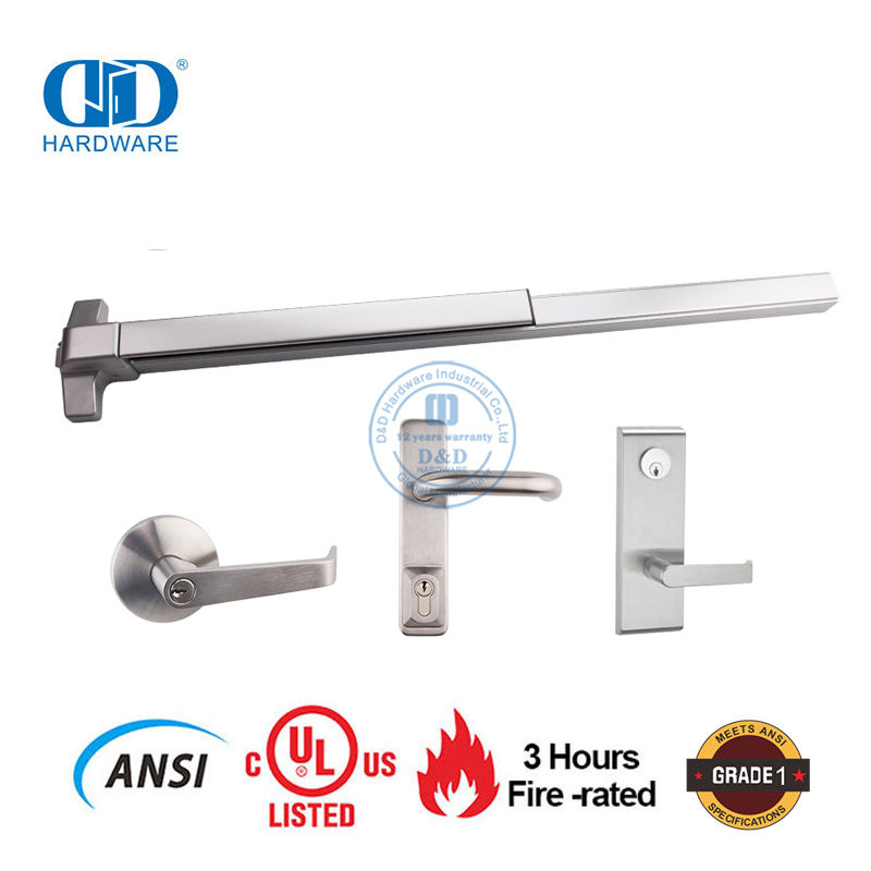 Surface Mounted Exit Door Panic Bar with Lever Trim Lock