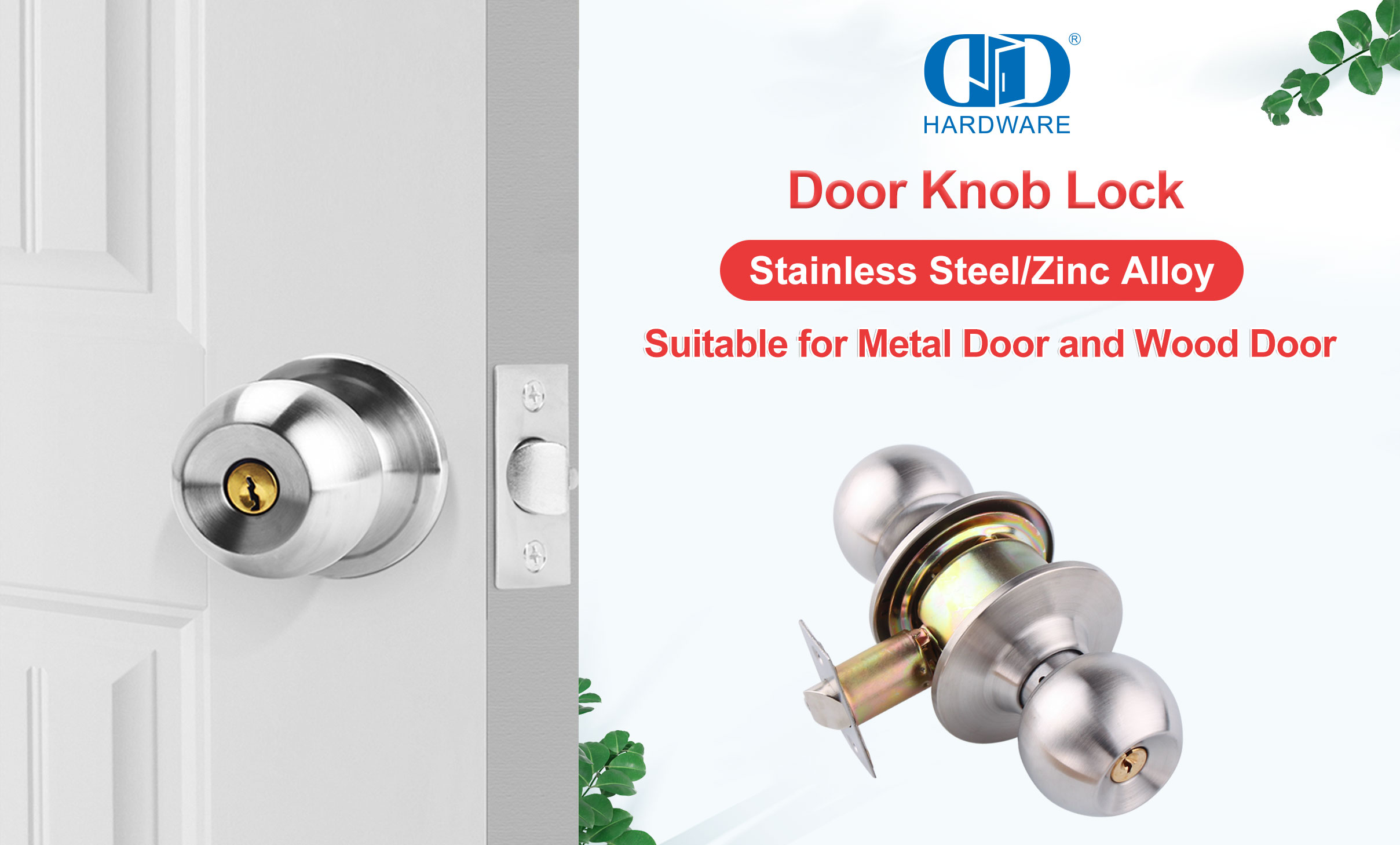 Residential Interior Door Cylindrical Knob Lock Set Knobset