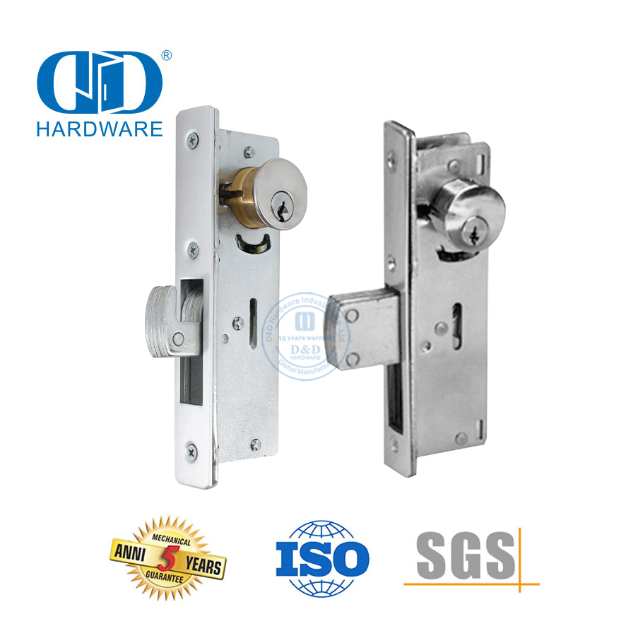 Door Long Throw Hook Bolt Deadbolt Kit with Mortise Key Cylinders