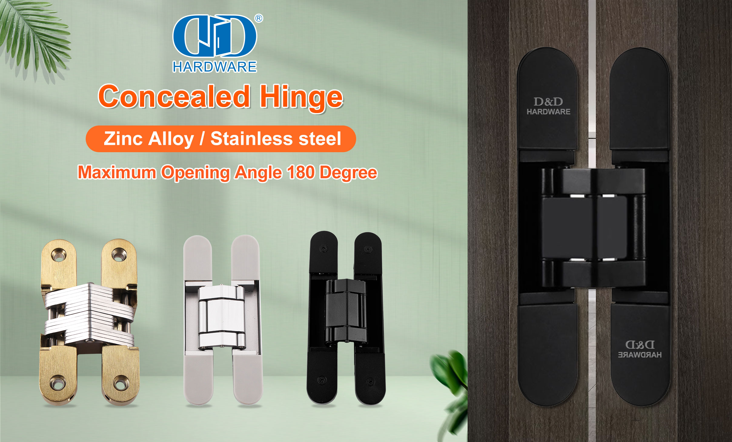 3D 2D Adjustable Heavy Duty Concealed Hidden Door Hinges